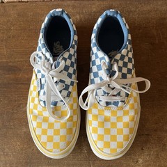 Vans Yellow/Blue/Red/White Checkerboard Pattern Lace Up Sneakers Youth Size 5