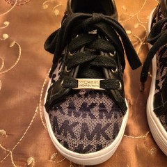 Michael Kors Kids Sneaker Gold/Tan & Black Lace Up Shoes Kids Size 11 #165