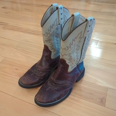 Old West Youth Size 2 / 020 Tan Brown Leather Stockman Cowboy Western Boots