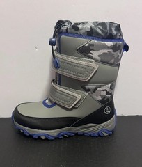 LANDS END Winter Boots Gray Camo/Blue THERMOLITE BOOTS Sz Youth 1