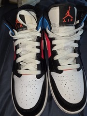 Nike Air Jordan 1 Mid Black White Pink Blue High Top Sneakers Size 6Y