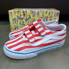 Vans Old Skool x Where’s Waldo? Shoes Red White Stripes Kids Toddler Size 7