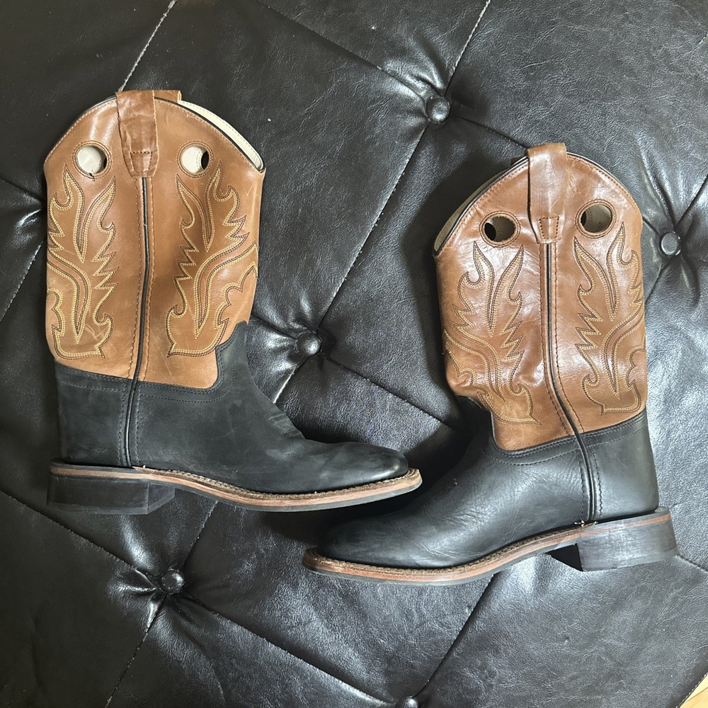 Cody James Inlay BBSC1810 Brown Pull On Square Toe Western Boots Youth Size 6 D