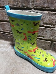 NWT Kid Made Modern Kids Forest Friends Garden Rain Boots Light Green Medium 7 8