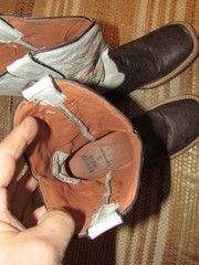Tanner Mark Brown & White Leather Square Toe Cowboy Boots Youth Size 4 Mex 23