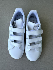 ADIDAS STAN SMITH CF C White w/Silver Leather Lifestyle, Size 2.5, NEW