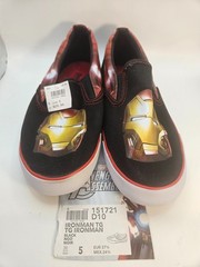 Marvel Avengers Iron Man Black Canvas Slip-On Shoes Sneaker Kid’s Boys Size US 5