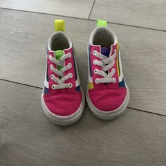 Vans Old Skool Toddler Multi Color Canvas Sneakers Neon Pink Green Blue Size 5 T
