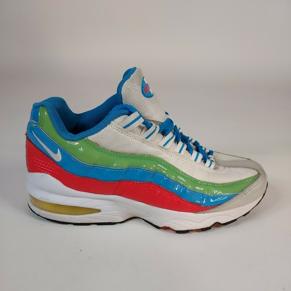 NIKE AIR MAX 95 YOUTH SIZE 5 RARE WHITE/GREEN/BLUE/PINK Womens 7 GUC