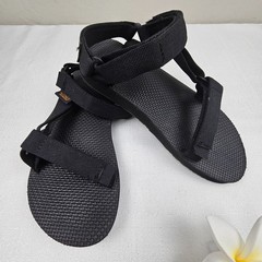 Teva Original Universal Kids Sz 3 Black Hook And Loop Youth Sandals