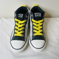 Converse All Star Junior Size 6 Mid Top Shoes Gray, Black, Yellow EUC