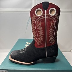 Ariat Derby Monroe Kids Size 12 M Black Red Cowboy Boots 9” 10047035