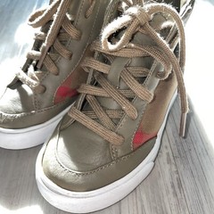 Burberry Kids Unisex Check Leather Canvas High Top Shoes Sz EU 25 FENDI Kids Box