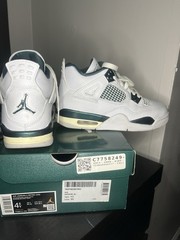 Jordan Air Jordan 4 Retro GS White/Green Leather Mid Top Sneaker 4.5Y