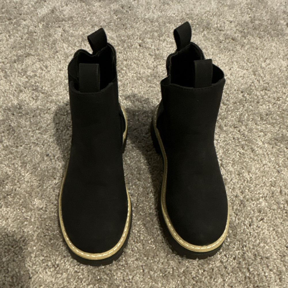 Unisex Adults Black Solid Chelsea Ankle Boots Round Toe Low Heel EU 36 US 4.5/5