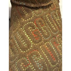 UGG Australia Classic Short Rainbow Logo Embroidered Chestnut Suede Boots Kids