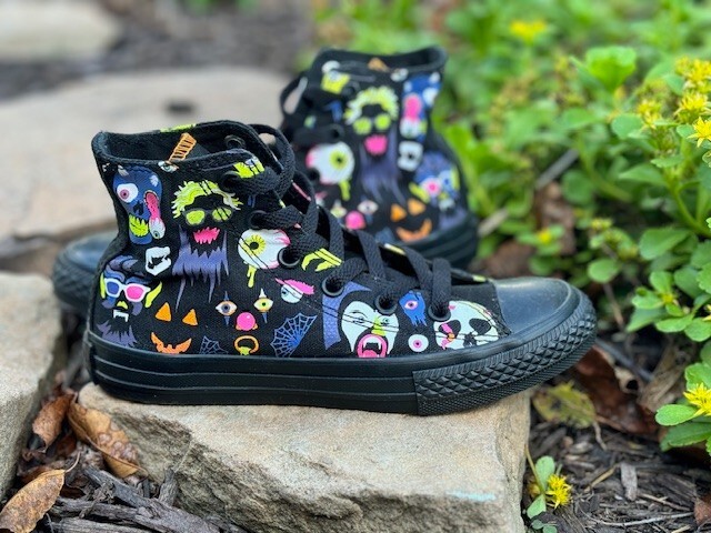 CONVERSE All Star Halloween High Top Sneakers (Youth Size 13) Monster Faces