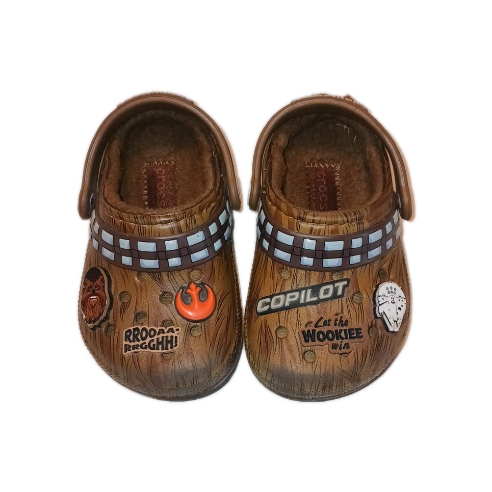 Crocs Star Wars Chewbacca Fur Lined Clogs With Jibitz Charms Brown Toddler C 6