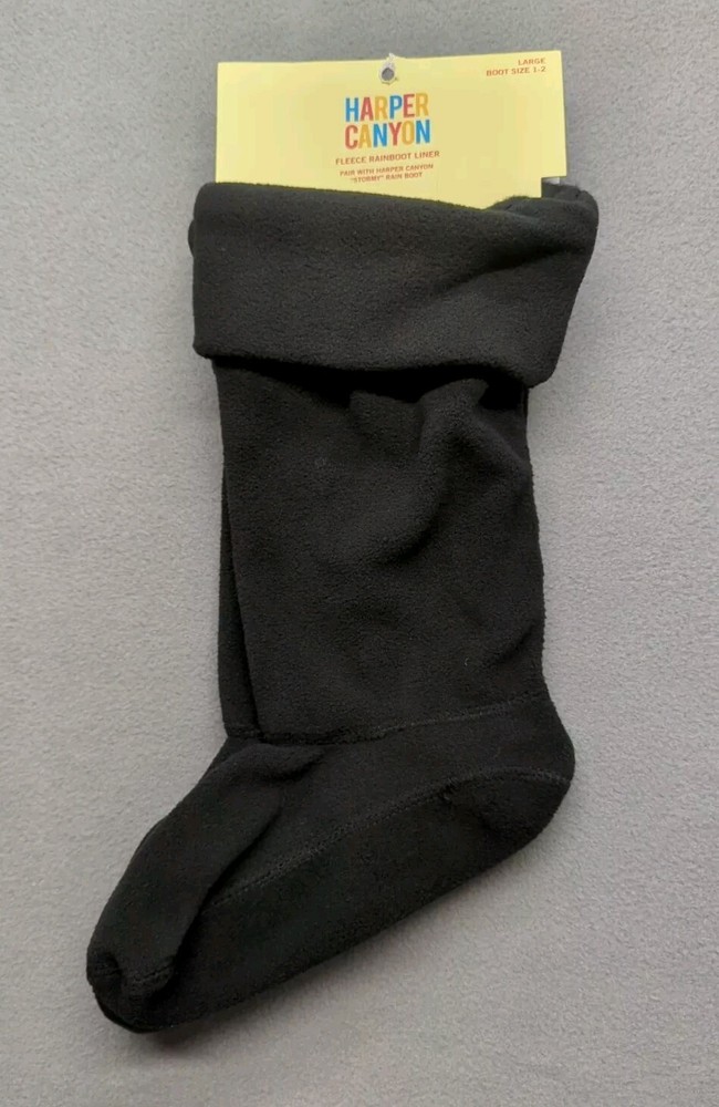 HARPER CANYON FLEECE RAINBOW BOOT LINER KIDS LARGE BOOT SIZE 1-2 BLACK