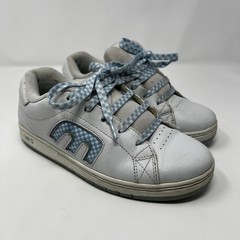 Vintage Etnies Kids Callicut White Blue Checkered Skate Shoes Sneaker Size 5 Y2K