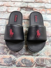 Polo Ralph Lauren Polo Slides Sandals Black Red Toddler Kids Size 11c