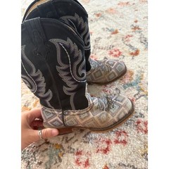 Roper Little Kids 12 Western Cowboy Boots Black Purple Geometric Square Toe