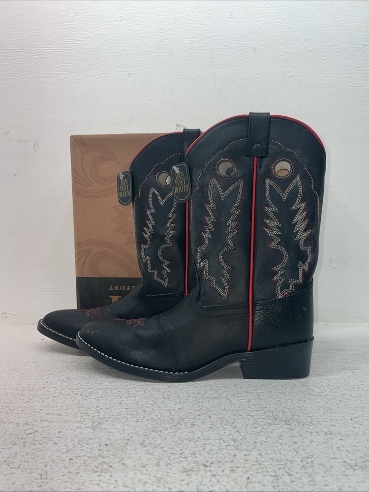 New Youth Black Dan Post Cowboy Boots. 13139 5.5 5 1/2 D. 2-129