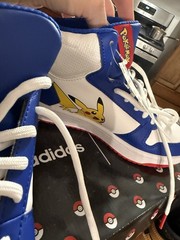 adidas Hoops Mid 2.0 K Pokémon Pikachu Kids Sneakers Blue White Red Size 3.5