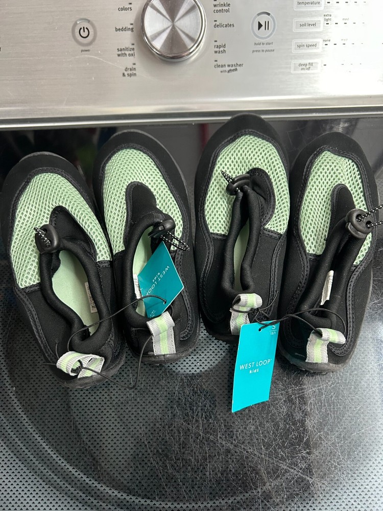New 2-pack lot West Loop Kids Aqua Water Shoes Anti-Slip Green Beach S 13/1