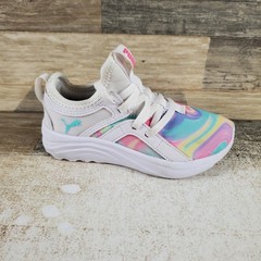 Puma SoftRide Sophia Kids Shoes Sz 10.5 Lace-Up White Swirl Print Sneakers