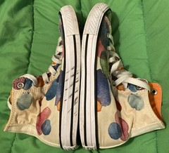 Converse Paint Splatter Lace Up High Top Sneakers 656144F Big Kid Junior Sz3 GUC