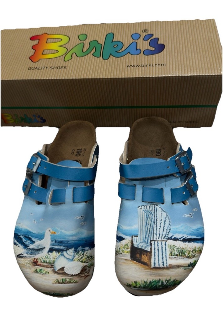 Birki’s Kay Birko-Flor Scenic Beach Clog Sandal Narrow Buckle EU 30 US 12