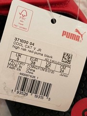 JR Slides PUMA cool cat V JR adjustable hook-and-loop strap closure Size 6C RED