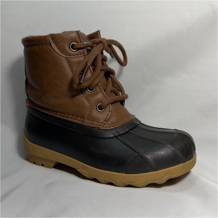 Sperry Kids Duck Boots Brown/Black/Tan Lace-Up Ankle Boot US 11M EU 28