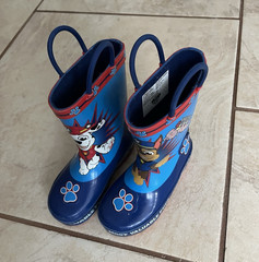 PAW Patrol Kids Pull-On Rain Boots Blue/Red Size 7-8 Marshall Chase