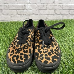 Vans Authentic Leopard Print Skate Shoes Black Cheetah Kids Size 2Y Low Top