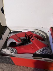 Jordan Air Jordan 3 Retro SE GS Leather Red Grey Elephant Print Youth 7Y