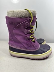 LL Bean Kids Sz 3 Snow Winter Duck Boots Purple 295601 Lined Rubber Suede Rain