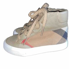 Burberry Kids Unisex Check Leather Canvas High Top Shoes Sz EU 25 FENDI Kids Box