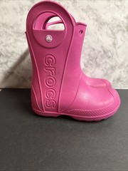 Crocs Handle It Pink Pull On Waterproof Rain Boots 12803 Size J1
