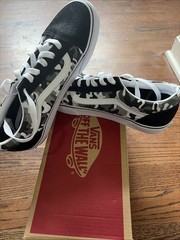 Vans Old Skool Junior Sneakers 7 Black White Gray Camouflage Canvas Shoes