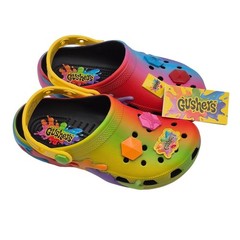 Crocs Gushers Classic Clogs with Jibbitz Charms Kids Size J4 Colorful Shoes