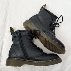Dr Martens Boots 1460 J black leather lace up zip kids size 13 docs combat