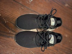Adidas Ortholite. Black Canvas White Stripe. 13 Kids. July 2019. Evm004001