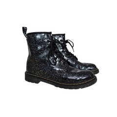 Dr. Martens 1460 Y Black Cosmic Glitter Lace Up Side Zip Boots Kids Size 5 US L