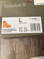 Timberland Classic 6″ Inch WATERPROOF – Wheat Nubuck Leather Youth Size 2