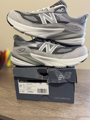 New Balance 990v6 Gray Kids Low Top Lace-Up Solid Sneakers Rubber Outsole