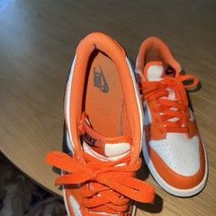 Nike Dunk Unisex Kids Low Top Lace-Up Sneakers Colorblock Orange White Black 5