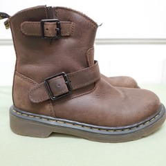 Dr. Martens Blip Jr Brown Leather Boots Kids Size 13, Biker Moto Style