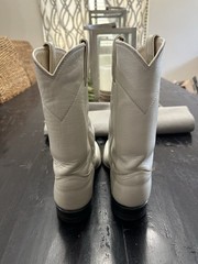 JUSTIN LEATHER Cream White Cowboy Western Roper Boots Junior 5 1/2 B #60458
